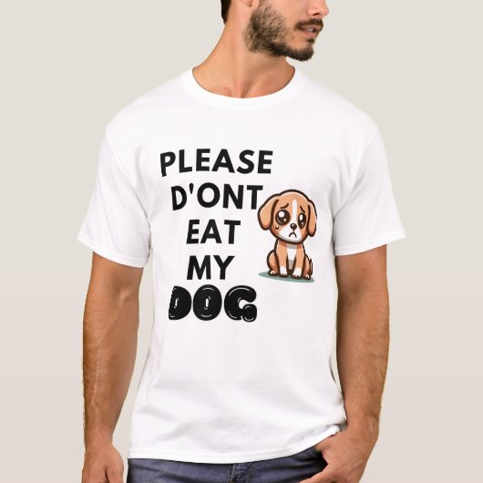 愛らしい悲しい犬のアートギフト子犬の漫画の目 Tシャツ (正面)