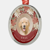 愛らしい愛犬の初クリスマスフォト メタルオーナメント (左)