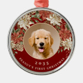 愛らしい愛犬の初クリスマスフォト メタルオーナメント (正面)