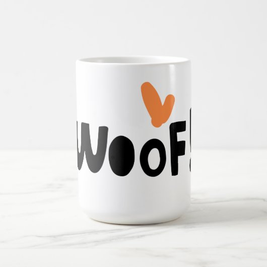 愛らしい愛犬家"Woof" 15 ozコーヒーマグ コーヒーマグカップ (中央)