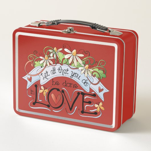 愛らしい感動的レッドメタルランチボックス メタルランチボックス (正面)