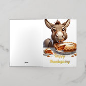 愛らしい感謝祭ロバとパイ 箔グリーティングカード (外側レイダウン)