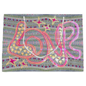 愛らしい手で描いたハート ラージペーパーバッグ (正面)