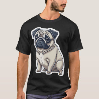 愛らしい手描きのキャラクター・パグ:あなたの日常に Tシャツ