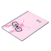 愛らしい手描きの真面目な猫の芸術のピンクのノート ノートブック (左側)