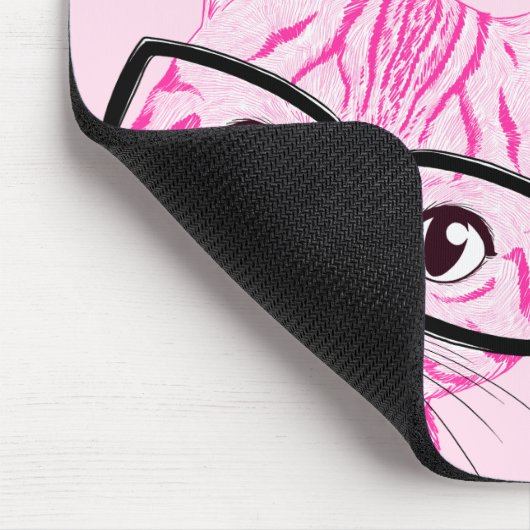 愛らしい手描きの真面目な猫の芸術のピンクのマウスパッド マウスパッド (コーナー)