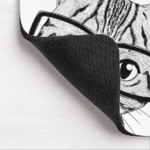 愛らしい手描きの真面目な猫の芸術の白いマウスパッド マウスパッド (コーナー)