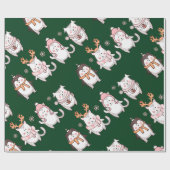 愛らしい手描きクリスマス動物ギフトラッピング ラッピングペーパー (フラット)