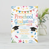 愛らしい手描きデザイン就学前 招待状 (スタンド正面)