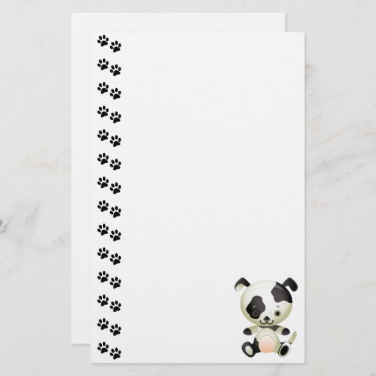 愛らしい斑点のある子犬の文房具 便箋 (正面/裏面)