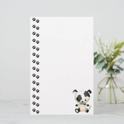 愛らしい斑点のある子犬の文房具 便箋 (スタンド正面)