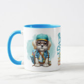 愛らしい新学期犬バックパックを着て マグカップ (左)