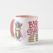 愛らしい新学期猫バックパックを着た マグカップ (正面左)