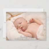 愛らしい新生児フォト誕生フラット 案内状 (正面)
