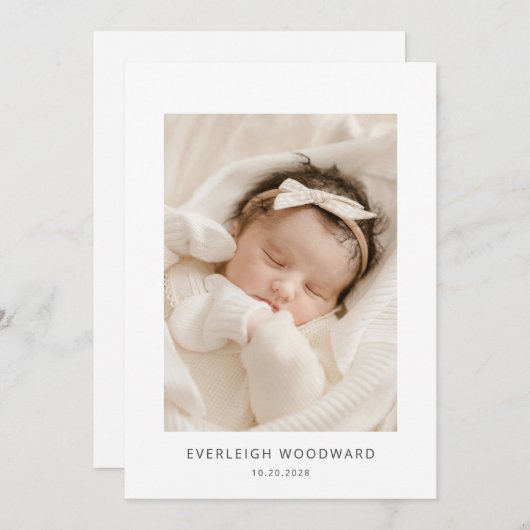 愛らしい新生児写真誕生 案内状 (正面/裏面)