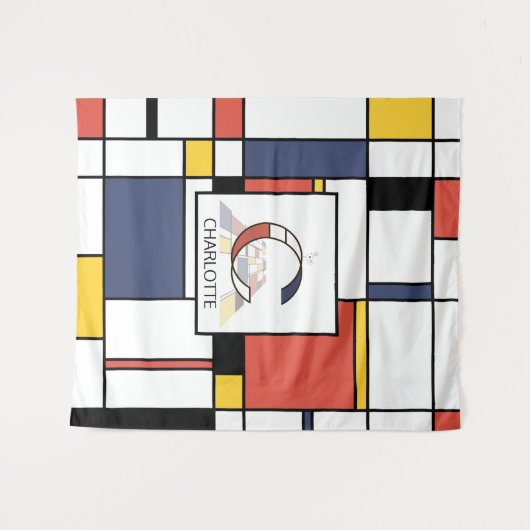 愛らしい新造形主義アートモノグラム。文字C タペストリー (正面(横))