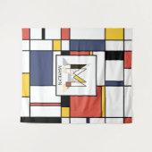 愛らしい新造形主義アートモノグラム。文字M タペストリー (正面(横))