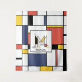 愛らしい新造形主義アートモノグラム。文字M タペストリー (正面)