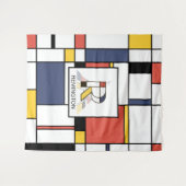 愛らしい新造形主義アートモノグラム。文字R タペストリー (正面(横))