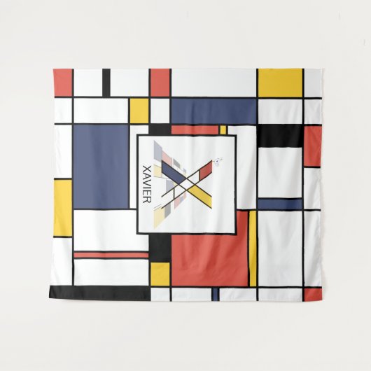 愛らしい新造形主義アートモノグラム。文字X タペストリー (正面(横))