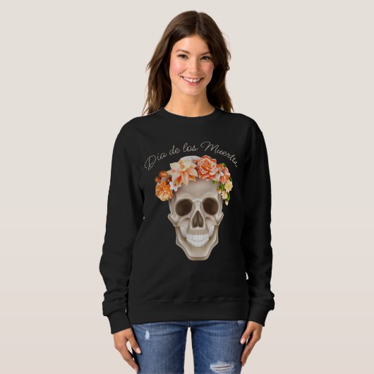 愛らしい日の死んだスカルカラバラの花 スウェットシャツ (正面フル)