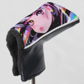 愛らしい明るいカラフルネオンゼブラアニメガール ゴルフヘッドカバー (3/4 正面)