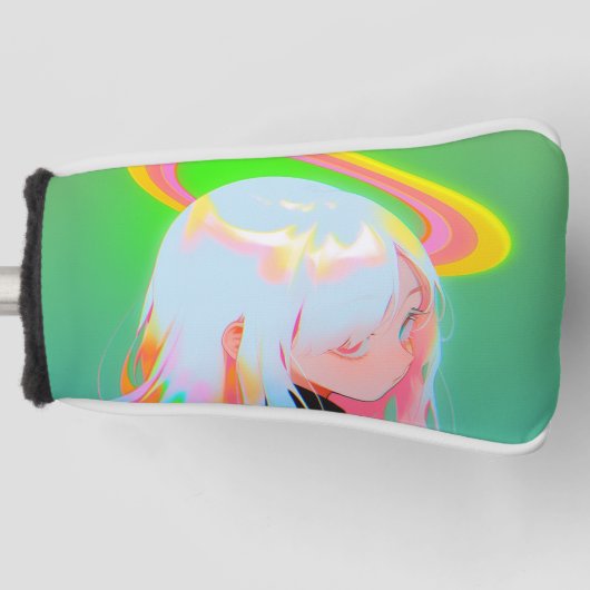 愛らしい明るいネオンハローアニメガール ゴルフヘッドカバー (正面)