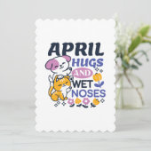 愛らしい春の抱擁とぬれた鼻 – かわいい犬と猫のアート 招待状 (スタンド正面)