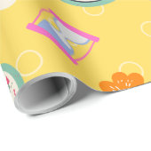 愛らしい時計と花のパターンパーティー ラッピングペーパー (ロールコーナー)