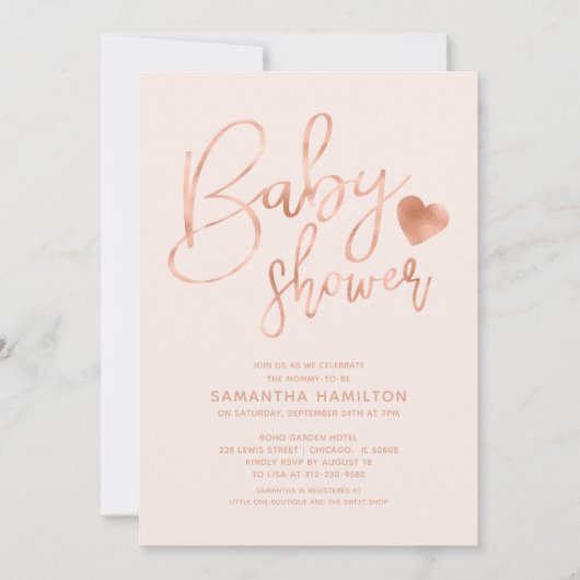 愛らしい書道の女の子の赤ちゃんシャワー 招待状 (正面)