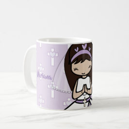 愛らしい最初の聖餐式ブルネットの女の子の名前 コーヒーマグカップ
