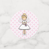 愛らしい最初の聖餐式ブロンドの女の子の名前 コンフェッティ (スモール正面)