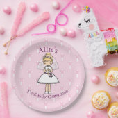 愛らしい最初の聖餐式ブロンドの女の子の名前 ペーパープレート (パーティー)
