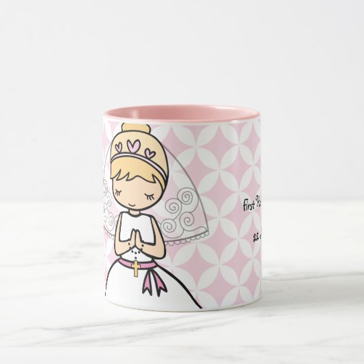 愛らしい最初の聖餐式ブロンドの女の子の名前 マグカップ (中央)