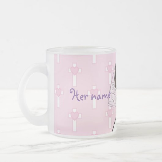 愛らしい最初の聖餐式小さな女の子名mag フロストグラスマグカップ (左)