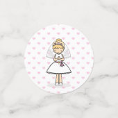 愛らしい最初聖餐式の小さな女の子 コンフェッティ (スモール正面)