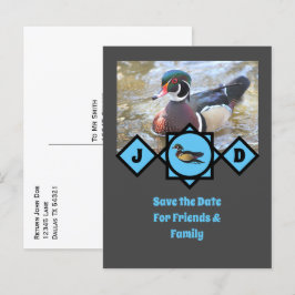 愛らしい木のアヒルのモノグラム写真 インビテーションポストカード