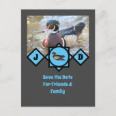 愛らしい木のアヒルのモノグラム写真 インビテーションポストカード (正面)