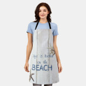 愛らしい木の質感、ヒトデ、ビーチ エプロン (着用した状態)