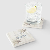 愛らしい木の質感、ヒトデ、ビーチ ストーンコースター (横)