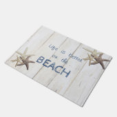 愛らしい木の質感、ヒトデ、ビーチ ドアマット (アングル)