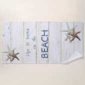 愛らしい木の質感、ヒトデ、ビーチ ビーチタオル (正面)