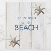 愛らしい木の質感、ヒトデ ワインラベル (シングルラベル)