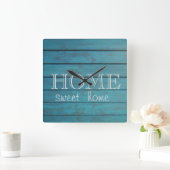 愛らしい木の質感、ホームスイートホーム スクエア壁時計 (ホーム)