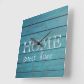 愛らしい木の質感、ホームスイートホーム スクエア壁時計 (傾斜)