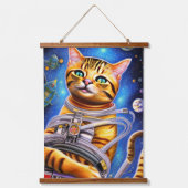 愛らしい未来的な宇宙飛行士 吊り下げ型タペストリー (正面2)