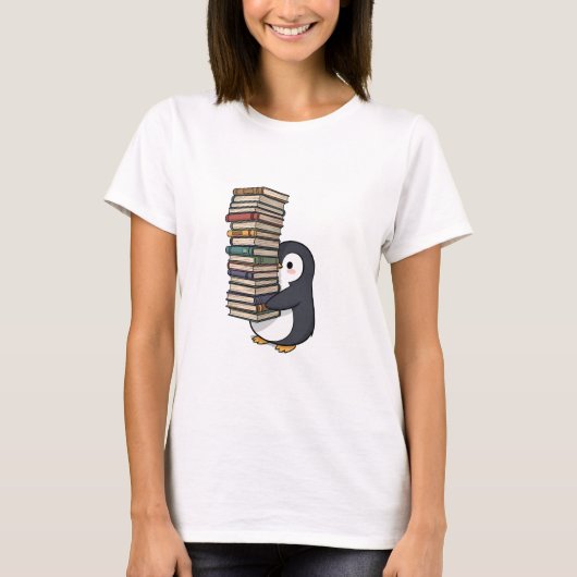愛らしい本の虫ペンギン Tシャツ (正面)