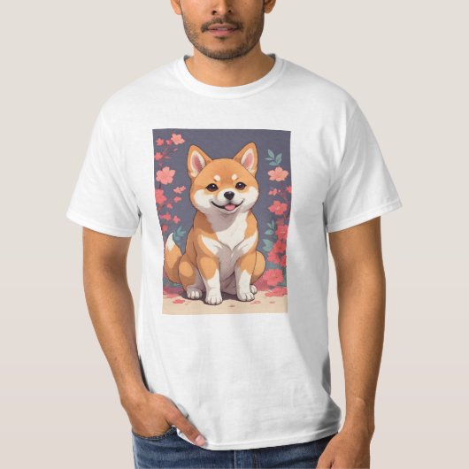 愛らしい柴犬Tシャツ – 愛犬向け Tシャツ (正面)