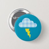 愛らしい格子縞の嵐雲および稲妻 缶バッジ (正面&裏面)