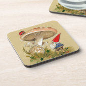 愛らしい格言およびてんとう虫のきのこのコースター コースター (左側)